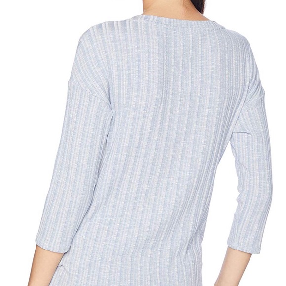 Variegated sweater rib loose 3/4 sleeve twist top - Picture 2 of 2